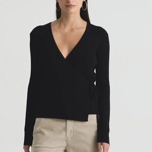 AG Jeans Yukiko Wrap Top in Black Size L